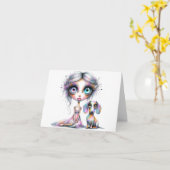 Carte Miss Pastel Dachshund (Fleur jaune)