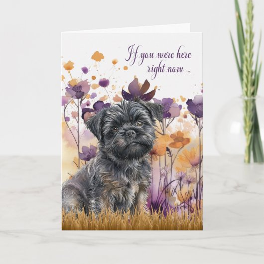 Carte Miss Vous Affenpinscher Chien Fleur sauvage Meadow (Devant)