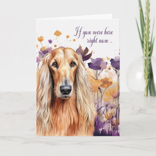 Carte Miss Vous Afghan Hound Chien Fleur sauvage Meadow (Devant)