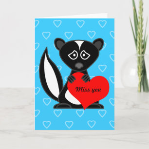 Carte Miss You - Cartoon mignon Skunk Holt Heart