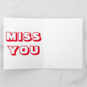 Carte Miss You, Rouge blanc moderne audacieux (Intérieur)