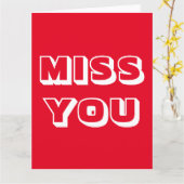 Carte Miss You, Rouge blanc moderne audacieux (Fleur jaune)