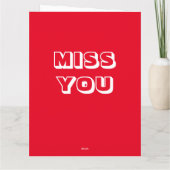 Carte Miss You, Rouge blanc moderne audacieux (Dos)