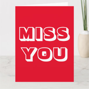 Carte Miss You, Rouge blanc moderne audacieux