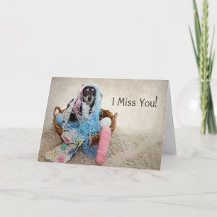 CARTE MISS YOU SO MUCH - HUMOR - DOG TANGLED IN YARN