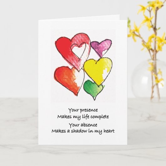 Carte Missing You Hearts (Fleur jaune)