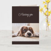 Carte Missing You How are You Sad Lonely Cute Dog (Fleur jaune)