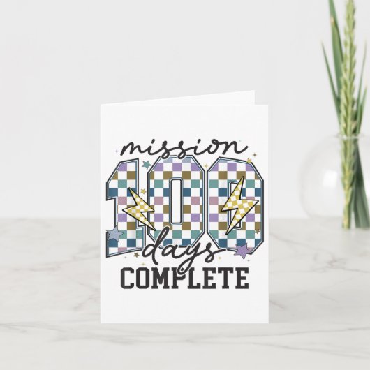Carte Mission 100 Jours Terminer Funny 100 Jours D'École (Devant)