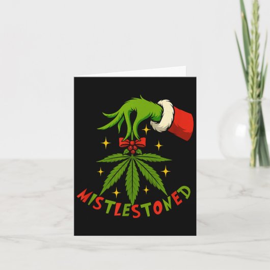 Carte Mistlestoned Weed Leaf Funny Stoner Christmas (Devant)