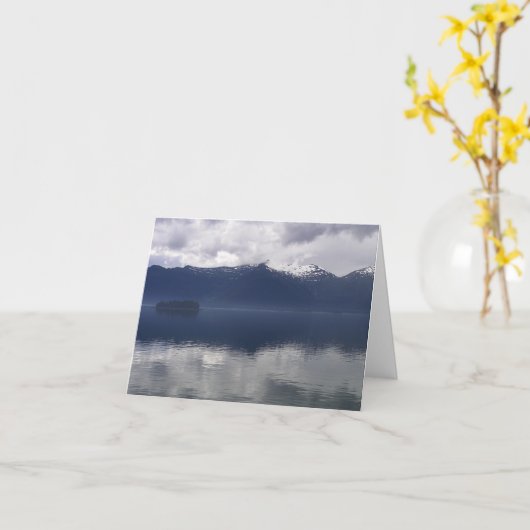 Carte Misty Alaskan Sea dans les tons bleu (Fleur jaune)