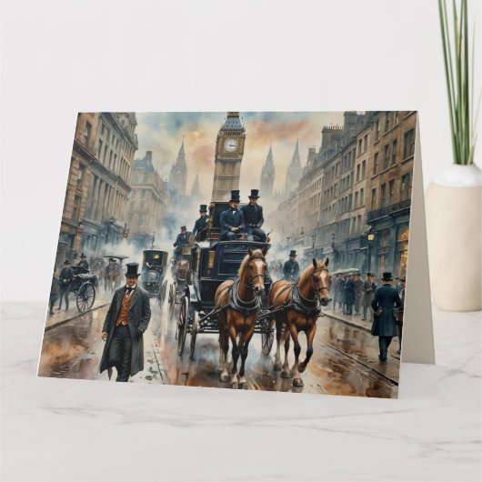 Carte Misty London Street 1800s Anniversaire (Devant)