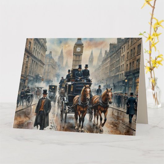 Carte Misty London Street 1800s Note (Fleur jaune)