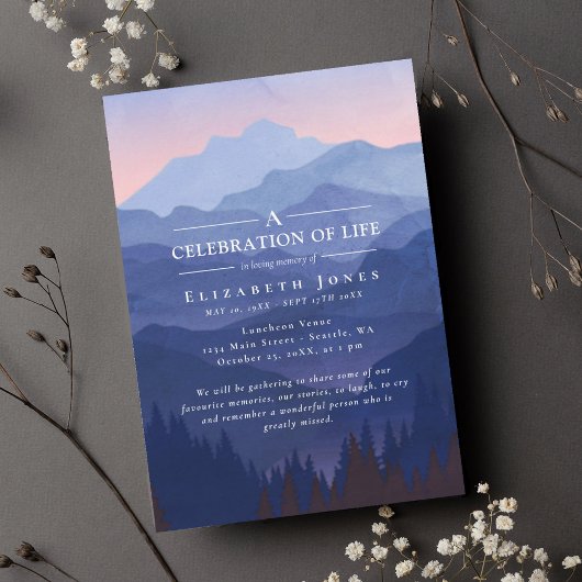 Carte Misty Mountains Célébration de la vie funéraire