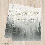 Carte Misty Romantic Forest Trees Mariage Enregistrer La<br><div class="desc">Misty Romantic Watercolor Forêt Arbres Mariage Enregistrer La Date. Elégant mariage simple Sauvegardez les cartes de dates pour un mariage à thème d'arbres forestiers. Le design a une aquarelle forêt arbres d'illustration arrière - plan et le texte écrit dans une jolie police de script. Ces classiques simples enregistrer les cartes...</div>