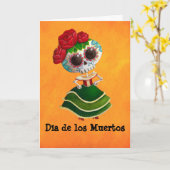 Carte Mlle la mort de Dia de Muertos Mexican (Fleur jaune)