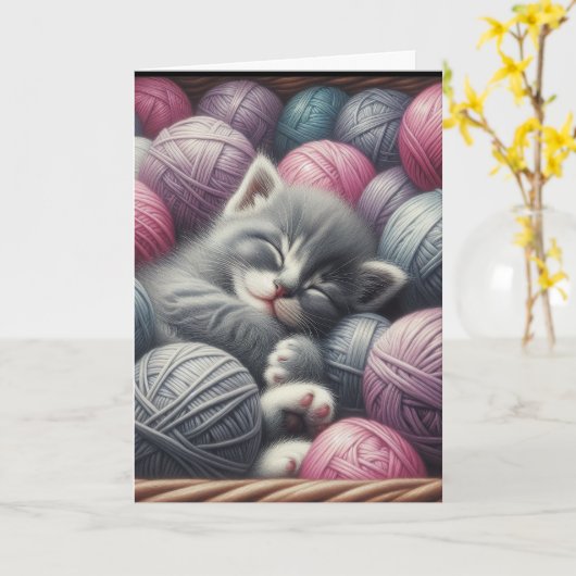 Carte Mlle. | L'espoir, tout va bien | Cute Kitten (Fleur jaune)