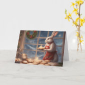Carte Mme Bunny servant des pâtisseries de Noël (Fleur jaune)