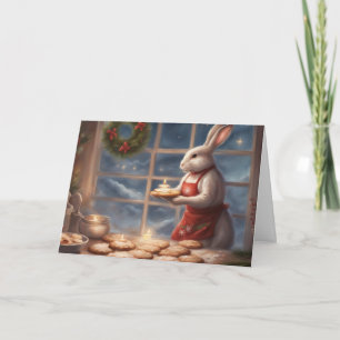 Carte Mme Bunny servant des pâtisseries de Noël