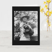 Carte Mme Calvin Coolidge avec son Raccoon 1923 (Fleur jaune)