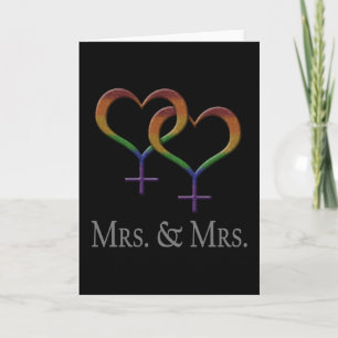Carte Mme et Mme Lesbian Pride Symboles Arc-en-ciel