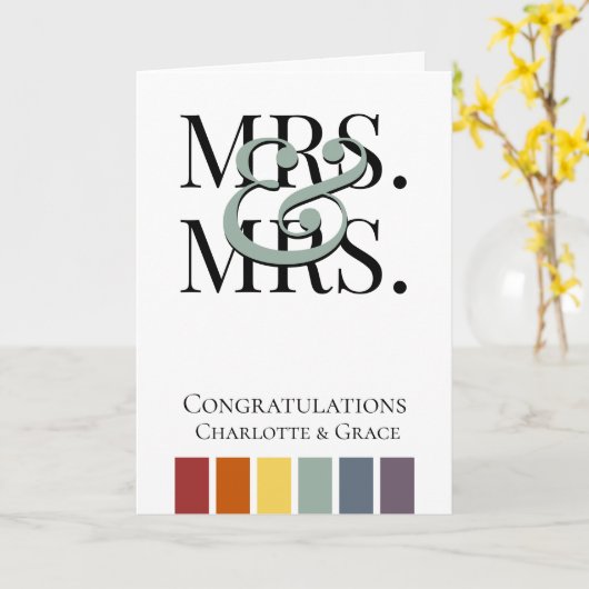 Carte Mme et Mme Rainbow Gay Mariage Félicitations (Fleur jaune)