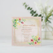 Carte Mme et Mme Spring Aquarelles Or Géométrique (Debout devant)