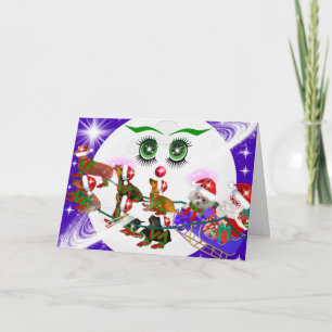 Carte Mme Holiday Moon & Weenie Dogs