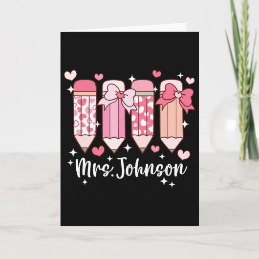 Carte Mme Johnson Enseignante Saint-Valentin Crayon (Devant)