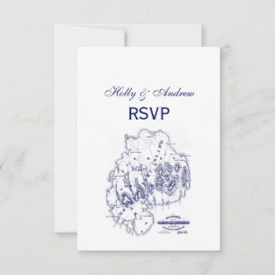 Carte MN de l'île du désert vintage Stylisé bleu