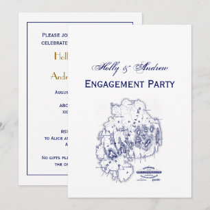 Carte MN de l'île du désert vintage Stylisé bleu