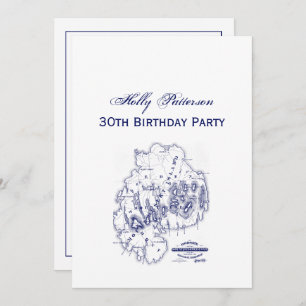 Carte MN de l'île du désert vintage Stylisé bleu