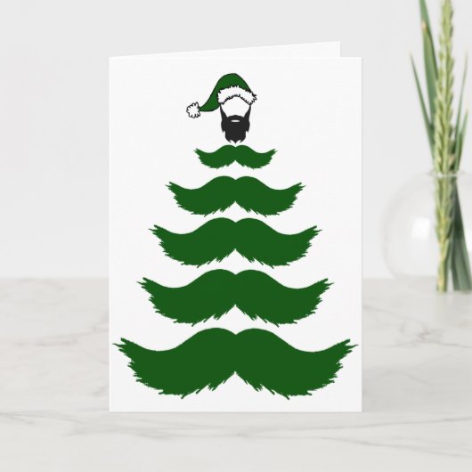 Carte Mo Mustache Arbre de Noël Beard Man Topp Vert (Devant)