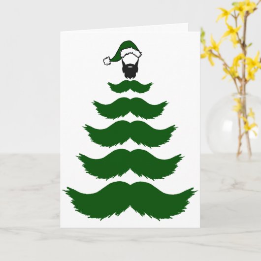 Carte Mo Mustache Arbre de Noël Beard Man Topp Vert (Fleur jaune)