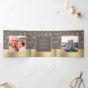Carte Mocha Gold Holiday Multi Photo Tri-Fold