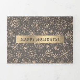 Carte Mocha Gold Holiday Multi Photo Tri-Fold