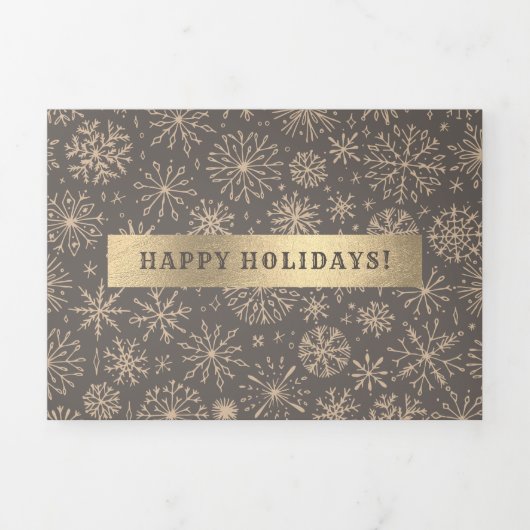 Carte Mocha Gold Holiday Multi Photo Tri-Fold (Page de couverture)