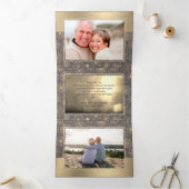 Carte Mocha Gold Holiday Multi Photo Tri-Fold (Intérieur)