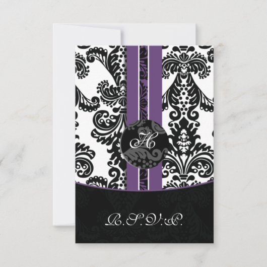 carte mod damask violet rsvp standard 3,5 x 5 (Devant)