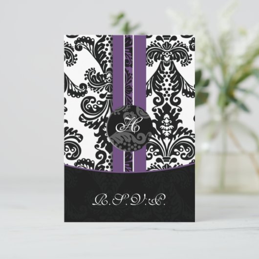 carte mod damask violet rsvp standard 3,5 x 5 (Debout devant)
