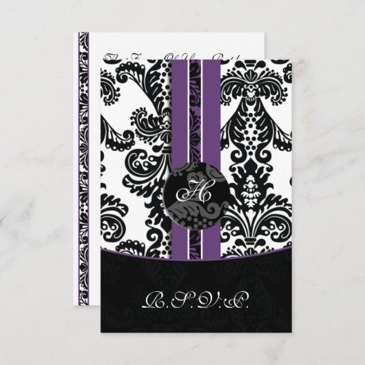 carte mod damask violet rsvp standard 3,5 x 5 (Devant / Derrière)