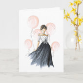 Carte Mode "Anniversaire magnifique" Illustré Anniversai (Fleur jaune)