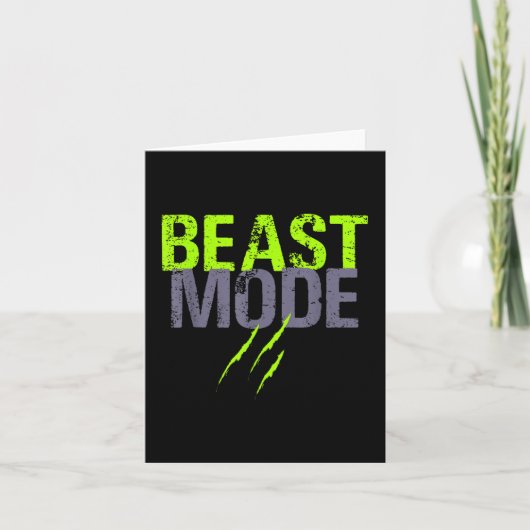 Carte Mode Bête Activée Drôle de Musculation Gymnase (Devant)