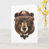 Carte Mode de l'ours aquarelle (Fleur jaune)