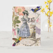 Carte Mode de Paris - Elégance Vintage fille (Fleur jaune)