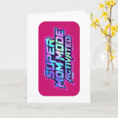 Carte Mode Super Maman Activé Texte Rétro Glitch (Fleur jaune)