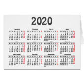 Carte modèle calendrier 2020 (Devant Horizontal)