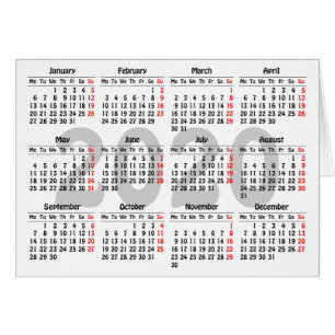 Carte modèle calendrier 2020