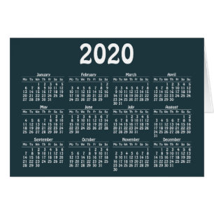 Carte modèle calendrier 2020