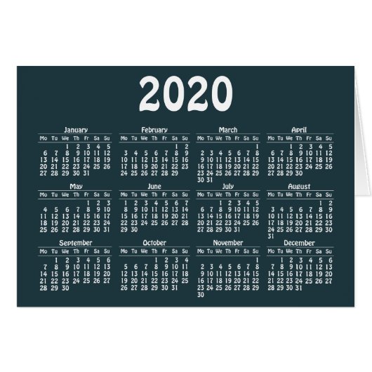 Carte modèle calendrier 2020 (Devant Horizontal)