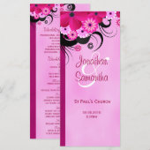 Carte Modèle du programme de mariage floral Fuchsi (Devant / Derrière)